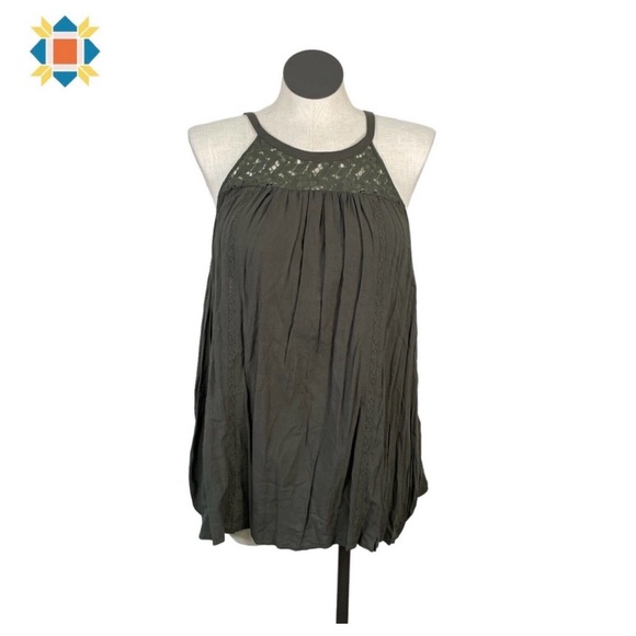 torrid Tops - torrid Olive Crochet Yoke Halter-Style Camisole Tank